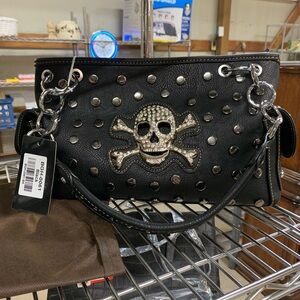 Black Skull Studded Handbag